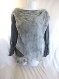 LOLA GAUZE Sheer Top Italy Embroidered Layered Shirt GRAY Layered M