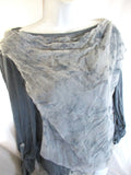 LOLA GAUZE Sheer Top Italy Embroidered Layered Shirt GRAY Layered M