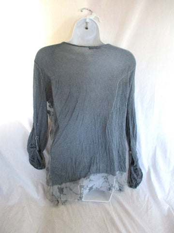 LOLA GAUZE Sheer Top Italy Embroidered Layered Shirt GRAY Layered M