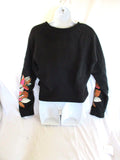 ADIDAS FLORAL Sweatshirt crop JACKET BLACK Running Athleisure Yoga Fitness Fashion