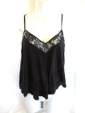 Womens FREE PEOPLE Lace Trim Cami Tank Crop Top BLACK L Lingerie