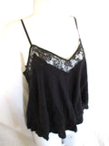 Womens FREE PEOPLE Lace Trim Cami Tank Crop Top BLACK L Lingerie