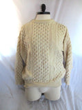 Mens CELTIC COUNTY IRELAND WOOL Sweater Fisherman XL Hand Knit ECRU