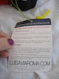 NWT LUISA VIA ROMA Luxury Braid Rope BELT BLACK Red Fringe Tassel