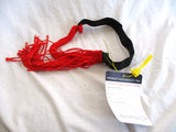 NWT LUISA VIA ROMA Luxury Braid Rope BELT BLACK Red Fringe Tassel