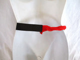 NWT LUISA VIA ROMA Luxury Braid Rope BELT BLACK Red Fringe Tassel