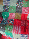Handmade Vintage PATCHWORK FLORAL QUILT Blanket Throw Bedspread RED MULTI 84X76