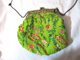 Vintage MISS JUNE FLORAL Sequin BIRD bag purse evening Clutch Retro Baguette