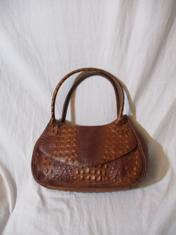 MICHAEL ROME ITALY BROWN Alligator CROC leather tote bag satchel purse bag Shoulder