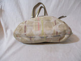 COACH Signature Logo 2 Way 19868 Handbag Tote SHOULDER BAG Jacquard Canvas Leather