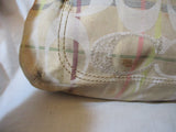COACH Signature Logo 2 Way 19868 Handbag Tote SHOULDER BAG Jacquard Canvas Leather