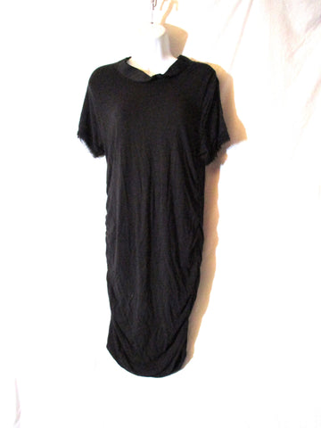 Womens LANVIN PARIS SILK VISCOSE RUCHED Dress M BLACK Sheath