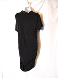 Womens LANVIN PARIS SILK VISCOSE RUCHED Dress M BLACK Sheath