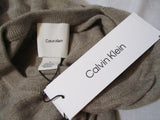 NWT Womens CALVIN KLEIN V-Neck Sweater BEIGE M Pullover Top Wool Blend