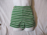 Womens Meadow Rue Striped Pinhole Design SHORT Shorts 10 GREEN WHITE