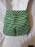 Womens Meadow Rue Striped Pinhole Design SHORT Shorts 10 GREEN WHITE