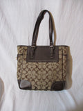 COACH Signature Logo F10659 Handbag Tote SHOULDER BAG Jacquard Canvas Leather