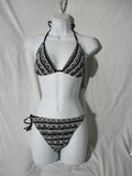 NWT NEW MOSSIMO SWIM Crochet Boho Bikini Swimsuit BLACK White L