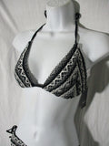 NWT NEW MOSSIMO SWIM Crochet Boho Bikini Swimsuit BLACK White L