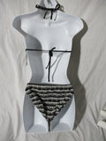 NWT NEW MOSSIMO SWIM Crochet Boho Bikini Swimsuit BLACK White L