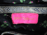 BETSEY JOHNSON Snakeskin Leather Whipstitch Satchel Shoulder Bag GRAY Stud