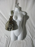 BETSEY JOHNSON Snakeskin Leather Whipstitch Satchel Shoulder Bag GRAY Stud