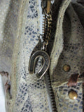 BETSEY JOHNSON Snakeskin Leather Whipstitch Satchel Shoulder Bag GRAY Stud
