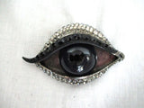 LANVIN PARIS EYE RHINESTONE BLING EYEBALL Brooch Pin