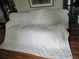 Handmade Vintage PATCHWORK FLORAL QUILT Blanket Throw Bedspread RED GREEN 80X96