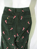 Mens ORVIS Candy Cane Christmas Holiday Corduroy Pants 36 X 33 Green
