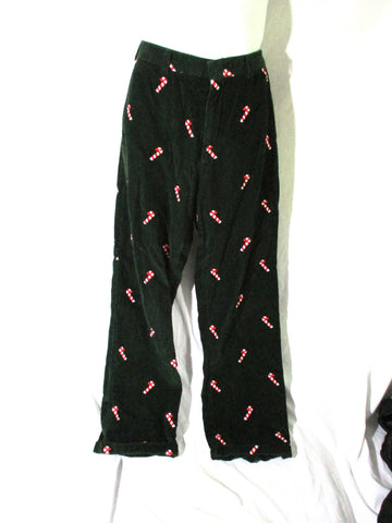 Mens ORVIS Candy Cane Christmas Holiday Corduroy Pants 36 X 33 Green