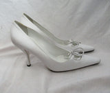 DOLCE GABBANA ITALY High Heel Stiletto Shoe Slide Mule 40 Wedding Leather White