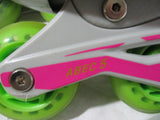 Kids Girls Youth DBX ROLLER DERBY INLINE SKATES BOOT Large 5-8 Adjustable PINK GREEN
