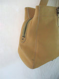COLE HAAN SP05 leather tote stud satchel shoulder saddle bag CREME YELLOW purse
