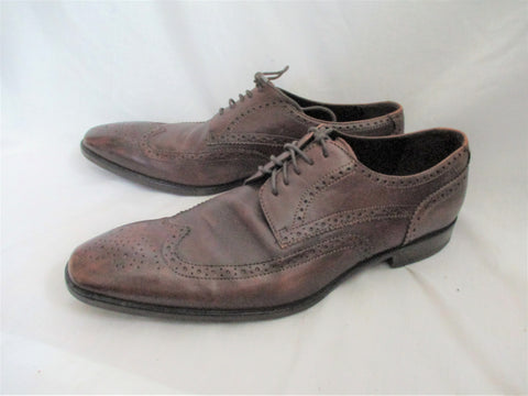 Mens BOSS Leather Wingtip Oxford Leather Shoes 10.5M Derby BROWN
