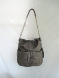 OLIVIA HARRIS Olive soft leather hobo satchel shoulder bag carryall fringe tassel