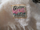 Vintage GLENTANA Fringe Throw Stadium Blanket COVER Mohair Wool 54x68 CREME WHITE