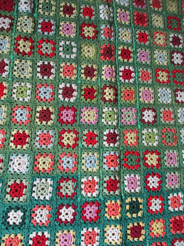Handmade Crochet GRANNY SQUARE Blanket Throw Afghan Cover Knit Yarn COLORFUL 43X58