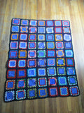 Handmade Crochet GRANNY SQUARE Blanket Throw Afghan Cover Knit Yarn COLORFUL 48X64