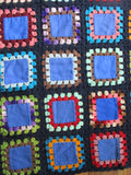 Handmade Crochet GRANNY SQUARE Blanket Throw Afghan Cover Knit Yarn COLORFUL 48X64