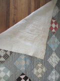 Vintage Antique Handmade AMISH 74 X 65" SQUARE QUILT Blanket Throw Bedspread Cover Bedroom