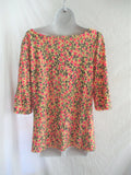 Vintage LILLY PULITZER Cotton Shirt BIRD FLORAL Ruffle Top XL Preppy YELLLOW PINK