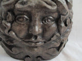 Vintage Signed FIRELIGHT STUDIOS Ceramic Planter Greek God Face Handmade Spring