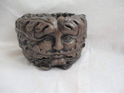 Vintage Signed FIRELIGHT STUDIOS Ceramic Planter Greek God Face Handmade Spring