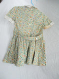 Vintage Handmade Toddler FLORAL Dress Spring Summer WHITE GREEN Preschool