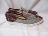 KARL LAGERFELD PARIS CARLYN Slip on Shoe 38 / 7.5 PLAID EMBROIDERED