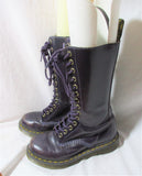 DOC DR. MARTENS Tall Leather Combat BOOT Shoe AIRWAIR PURPLE EGGPLANT 6