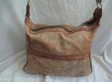 REAR / REOR Distressed Leather Satchel Shoulder Bag Stud Boho TAN BEIGE
