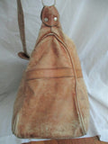 REAR / REOR Distressed Leather Satchel Shoulder Bag Stud Boho TAN BEIGE