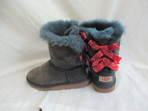 Kids Girls UGG  BAILEY BOW suede boots shoes sheepskin BLUE 1